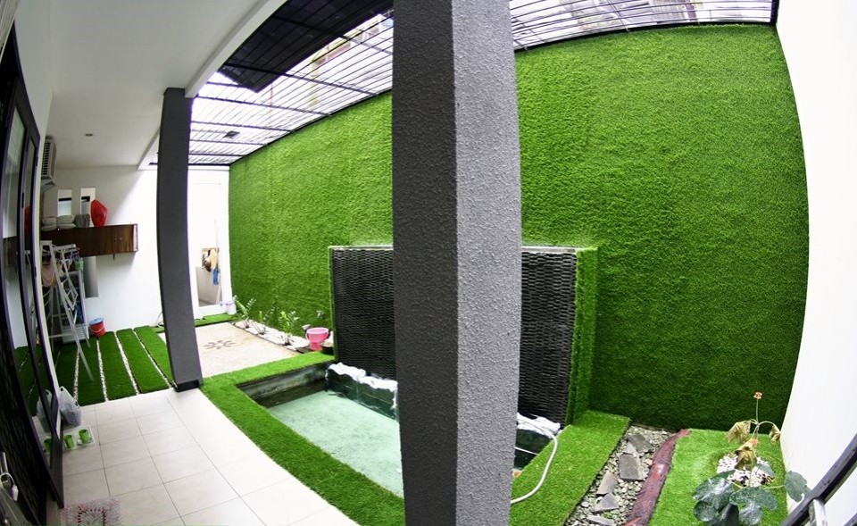 cỏ nhân tạo sân vườn, co nhan tao san vuon, trang trí tường